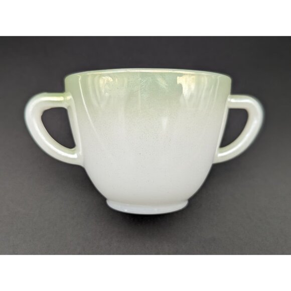 1960's Federal Milk Glass Vintage Soft Green Accent Sugar Bowl - Picture 1 of 6